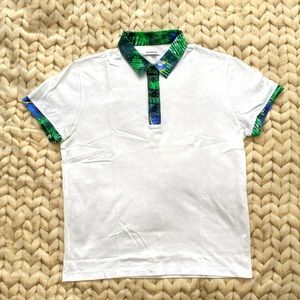 White Bikkembergs polo shirt with contrasting collar and sleeve hems